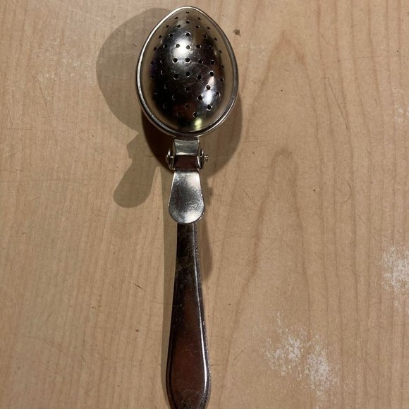 Antique Nickel Tea Strainer Spoon Infuser 1955 - Picture 1 of 4
